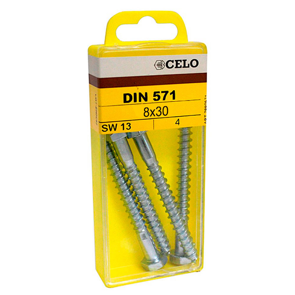 Tornillo Métrico Din 933 8x30mm. Cincado (4u.)