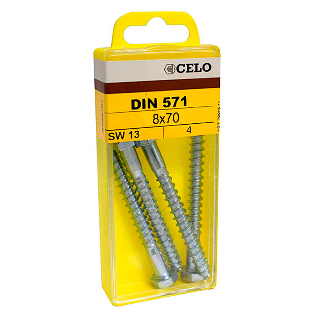 Tornillo Métrico Din 933 8x70mm. Cincado (4u.)