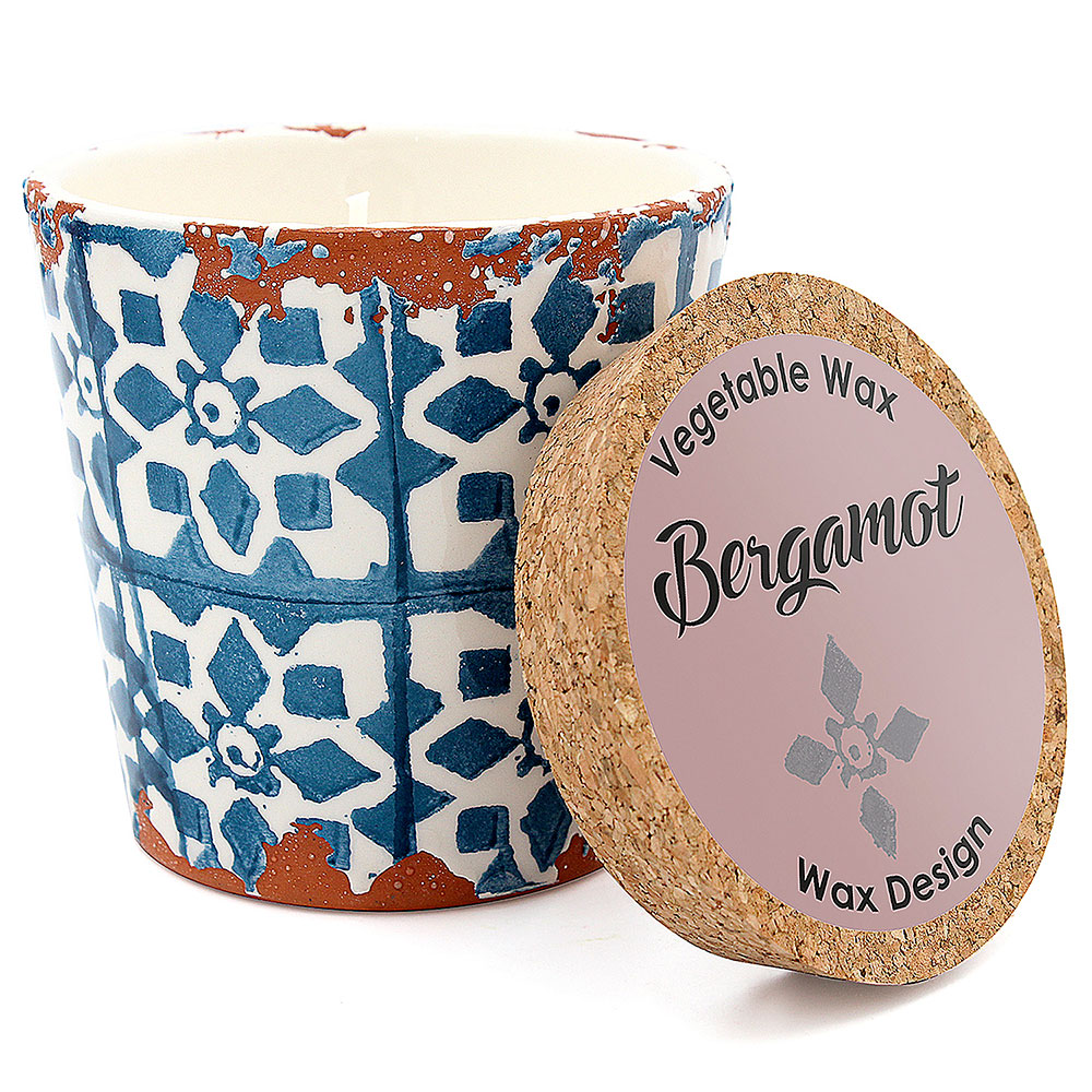 Vela Cerámica mosaico 10x10 cm Teal/Bergamota