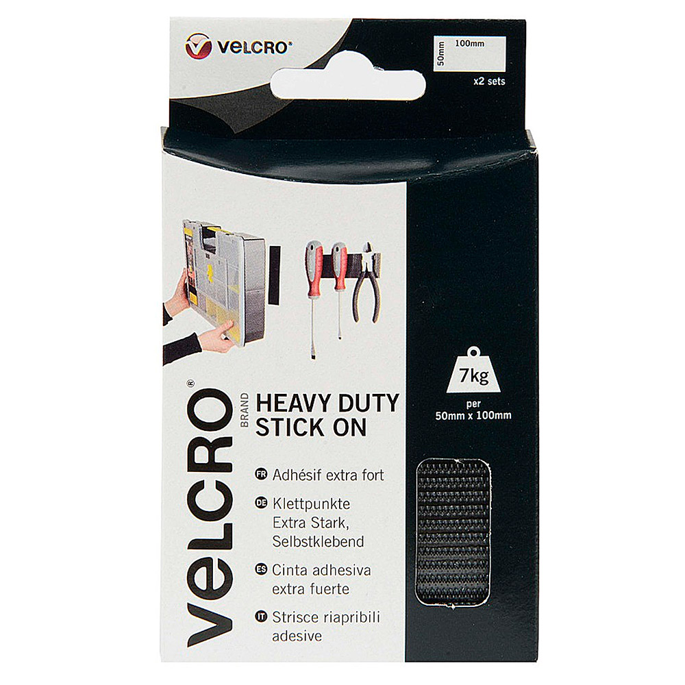 Tiras cinta alta resistencia adhesiva Heavy Duty Negro 50 mm x 100mm 2 u VELCRO®