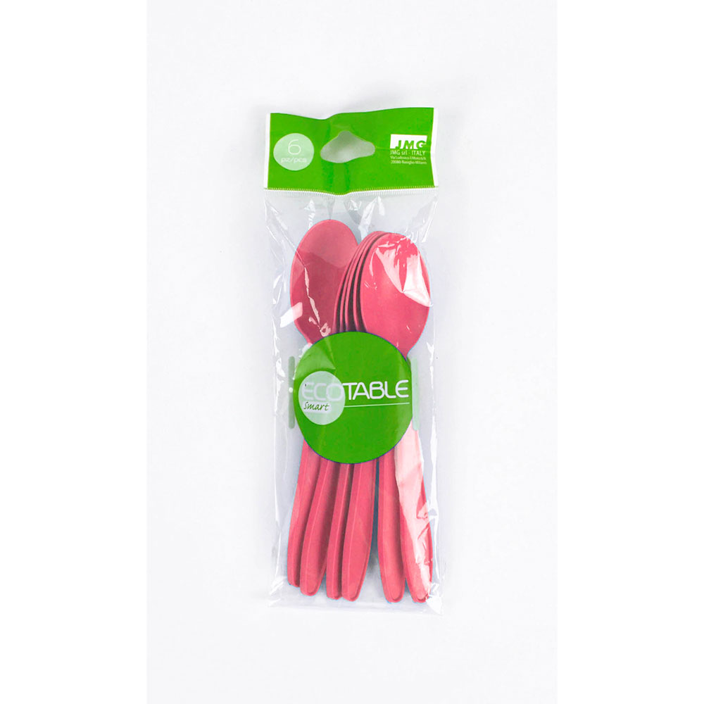 Cuchara Compostable Mater-B Rosa Fucsia 6 Uds