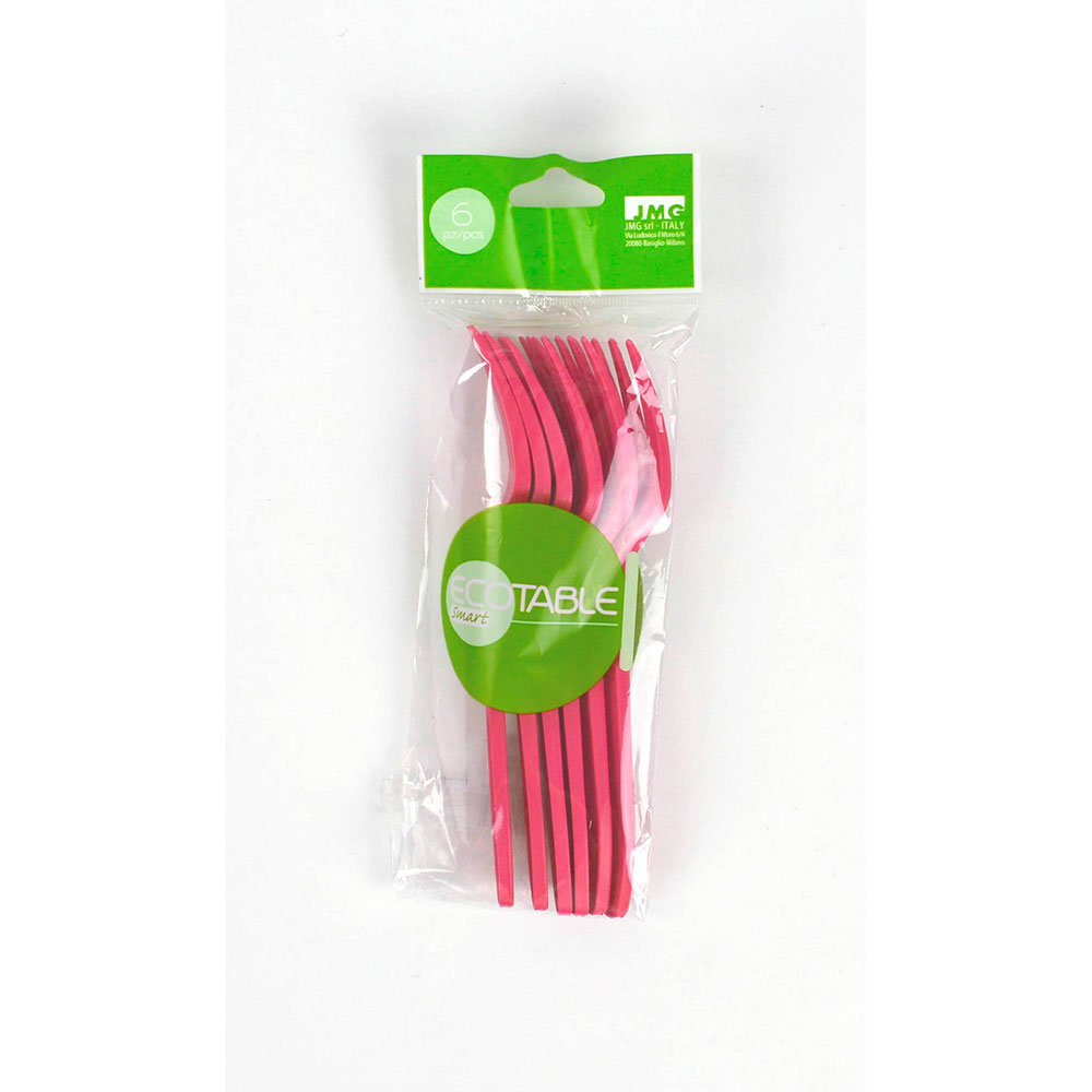 Tenedor Compostable Mater-B Rosa Fucsia 6 Uds