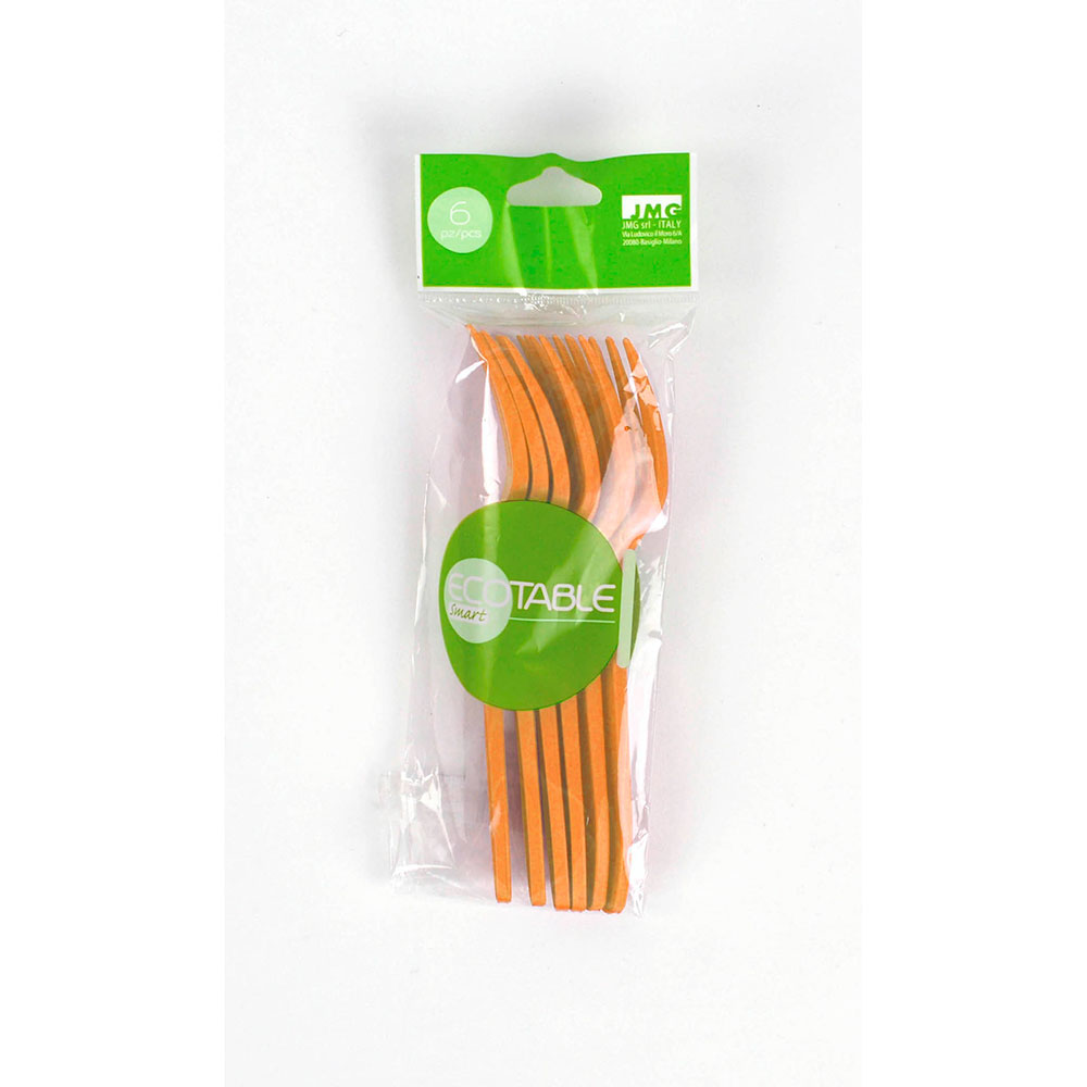 Tenedor Compostable Mater-B Naranja 6 Uds
