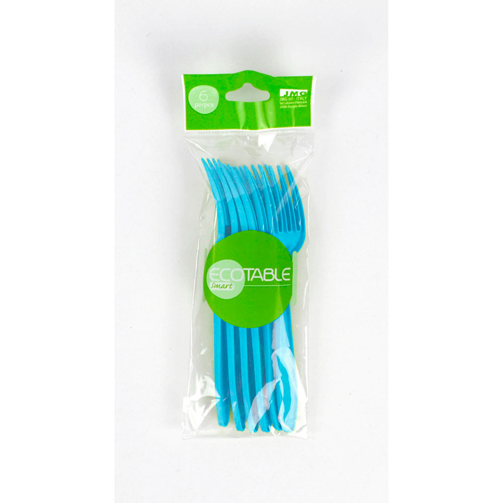 Tenedor Compostable Mater-B Azul 6 Uds
