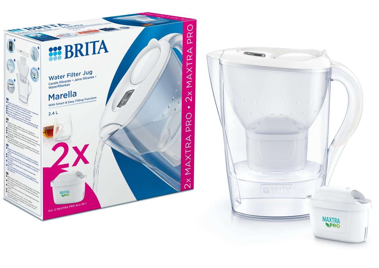Jarra Brita Filtrante Marella Blanca 2f Mxpro
