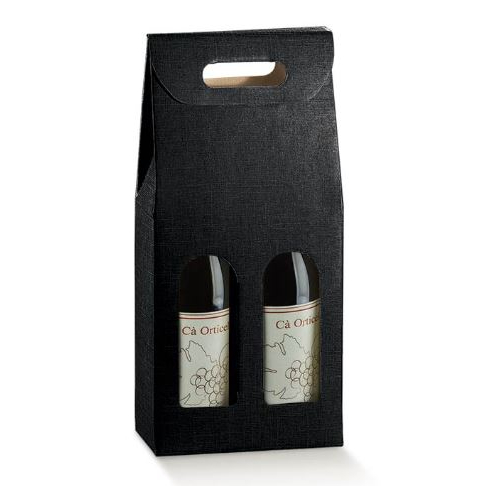 Caja 2 Botellas Seta Nero 180x90x385mm.