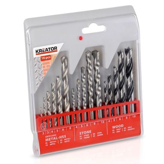 Juego de 16 Brocas Combinadas Hss, Piedra, Madera